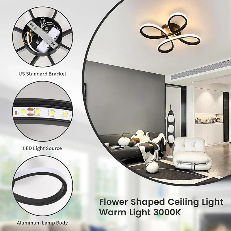 LED Ceiling Light Corridor Lighting AC85-265V Quadruple Leaf Flower Lamp 20/30cm Balcony Stair Corner Home Decor Fixture Lustre