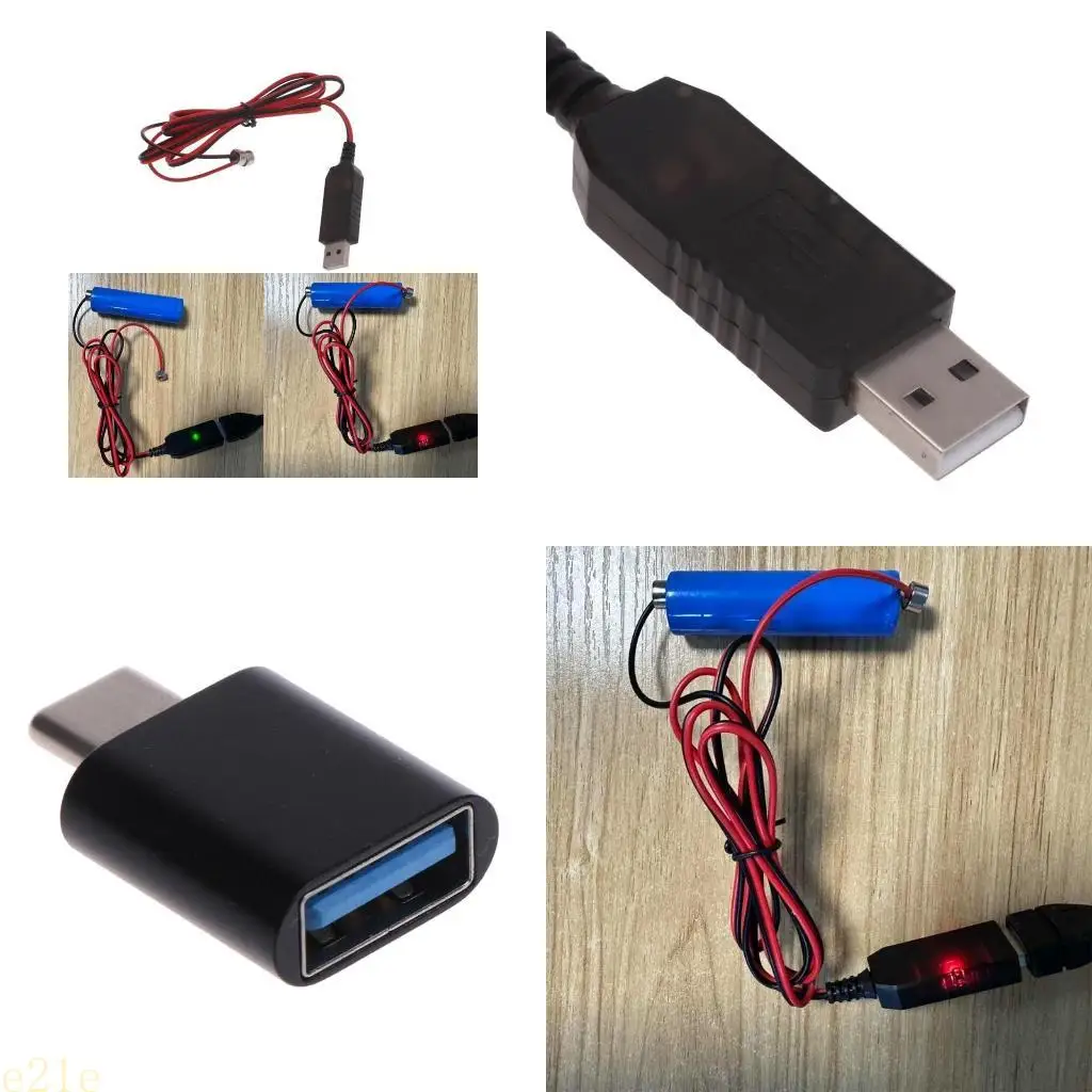 E21E Rechargeable Lithium Battery Cord Power Cable+Adapter for 3.7V Batteries