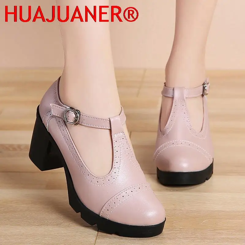 2023 Women Pumps Silvery High heels Lady Genuine Leather Thick with Spring Summer Round Toe Single Shoes Female High Heels 34-43