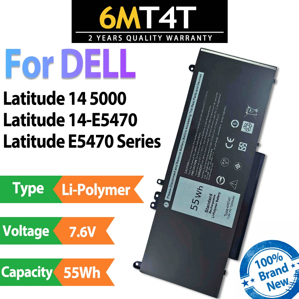 6MT4T nuevas celdas de alta calidad 55Wh 7,6 V batería de ordenador portátil para Dell Latitude 14 5000 Series Dell E5470 Latitude 14-E5470 Series
