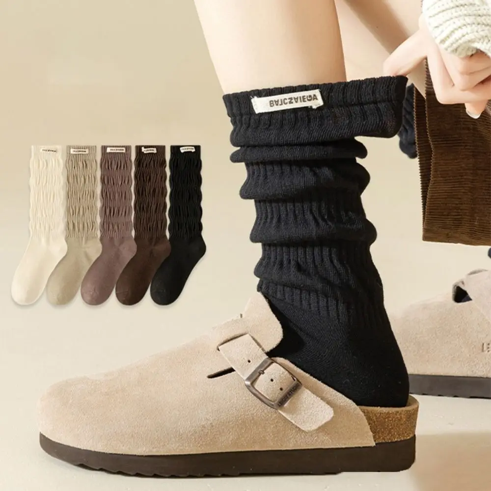 

Fashion Elastic Tiered Piled Calf Socks Lolita Cotton Knitted High Socks Warm Autumn Winter Long Socks for Women Girls