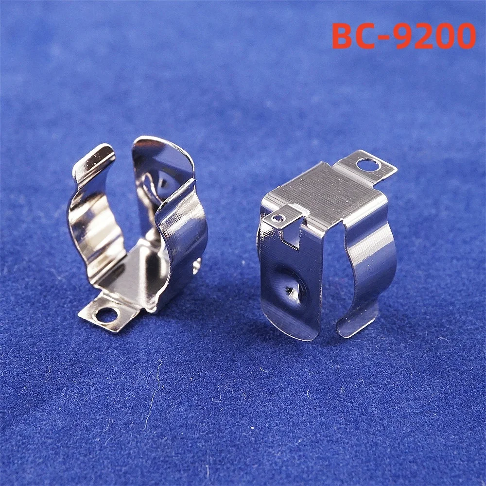 10 100PCS AA Battery Clip 1/2AA CR2 Contact Spring Steel Nickel Plated Snap in Leads Low Resistance Through Holes DIP SMD 92 THM