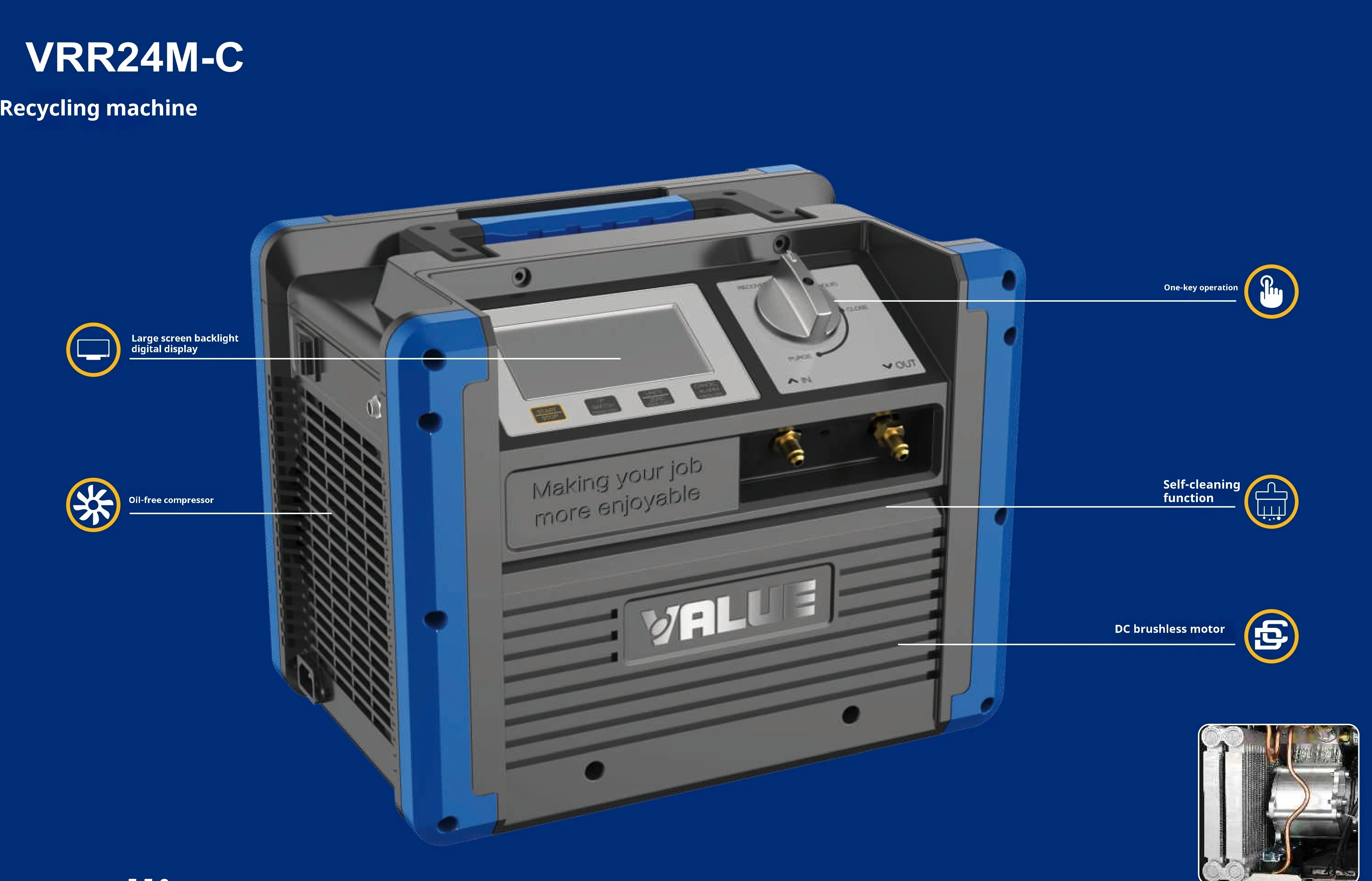 

VRR24M-C 220 В машина для восстановления хладагента микроканальный конденсатор интеллектуальная быстрая цифровая станция для восстановления хладагента