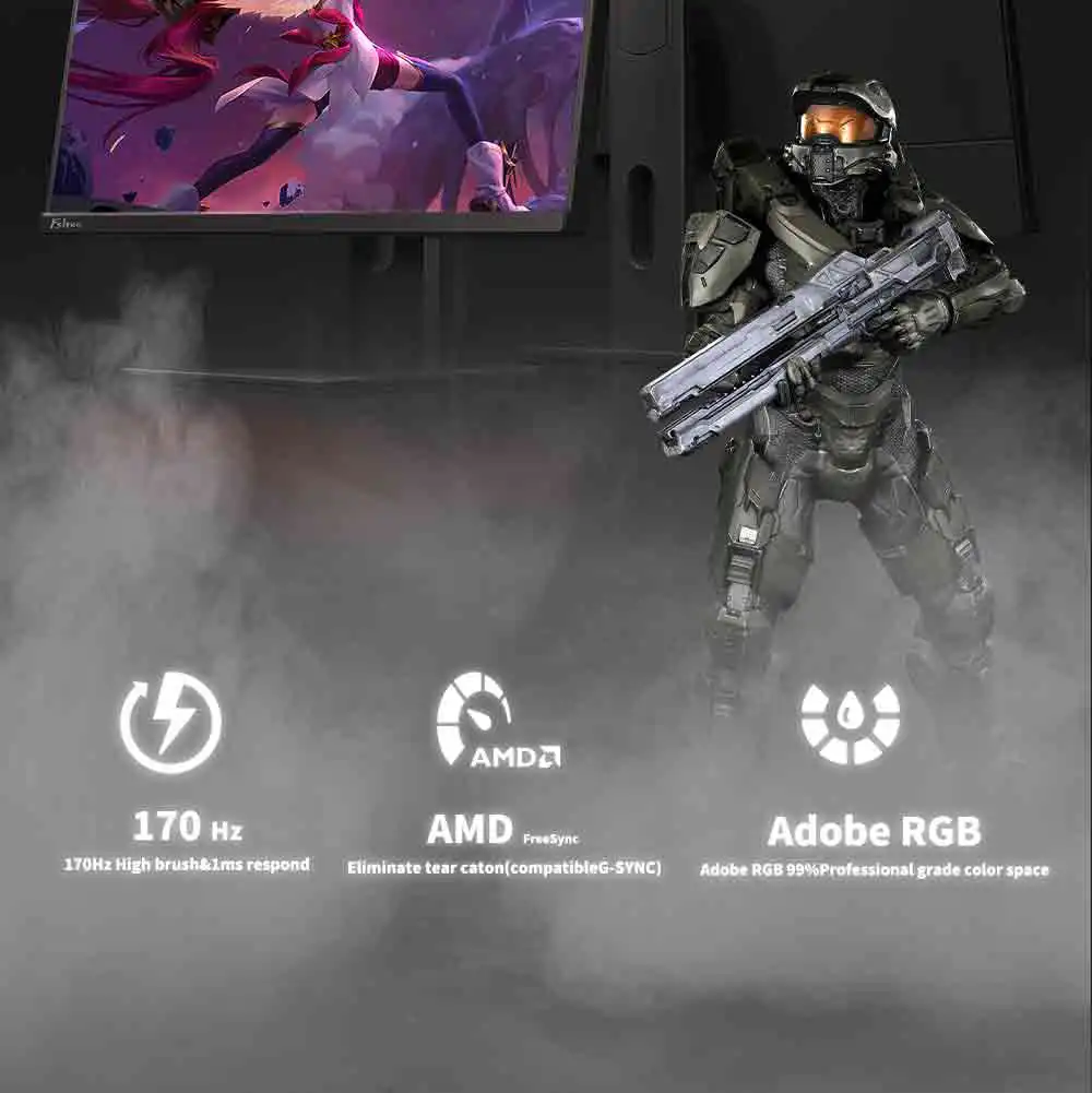 2K 27" QHD 144Hz IPS Gaming Monitor 1MS 2560*1440 Resolution Type C AMD Free Sync G Sync HDR 16:9 Aspect Ratio DP PC Desktop