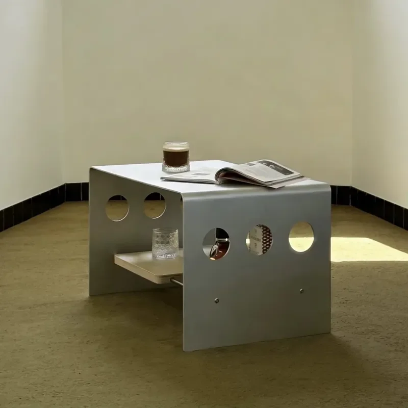Modern Double Layer Metal Coffee Table with Storage Rack for Living Room Creative Sofa Side End Table Small Round Accent