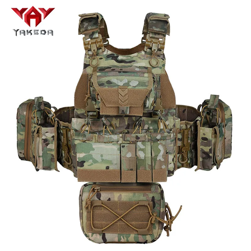 

YAKEDA Quick Release Tactical Vest 1000D Adjustable Chest Rig Hunting Vest CP Camouflage Multifunctional Combat CS Training Vest