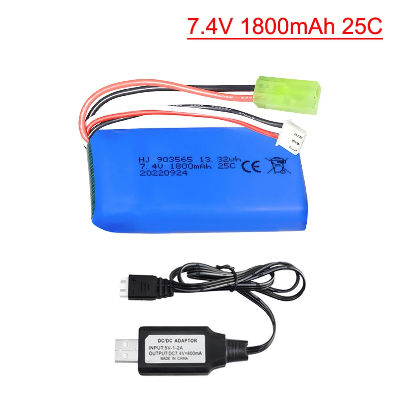 2S 7.4V 1800Mah 903565 Li-po battery for wltoys L959 L969 L979 L202 L212 1/12 2.4G RC truck RC car WL912 RC boat