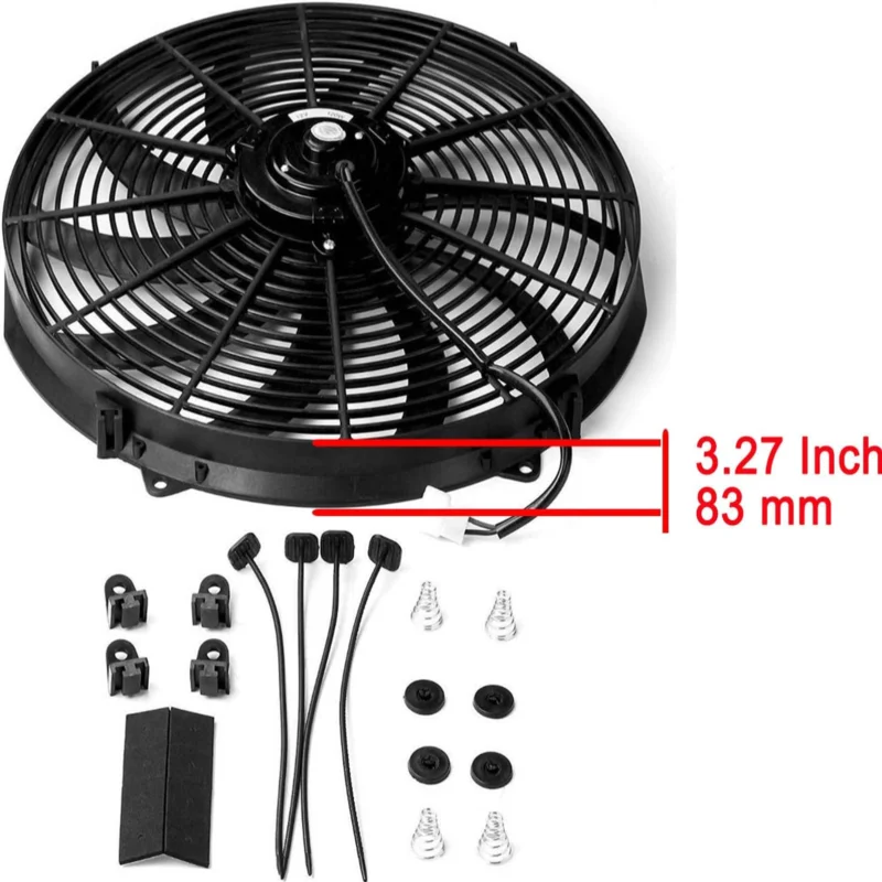 Retrofit car cooling fan ultra thin 16 inch 120w 12v/24v installation kit 2000RPM