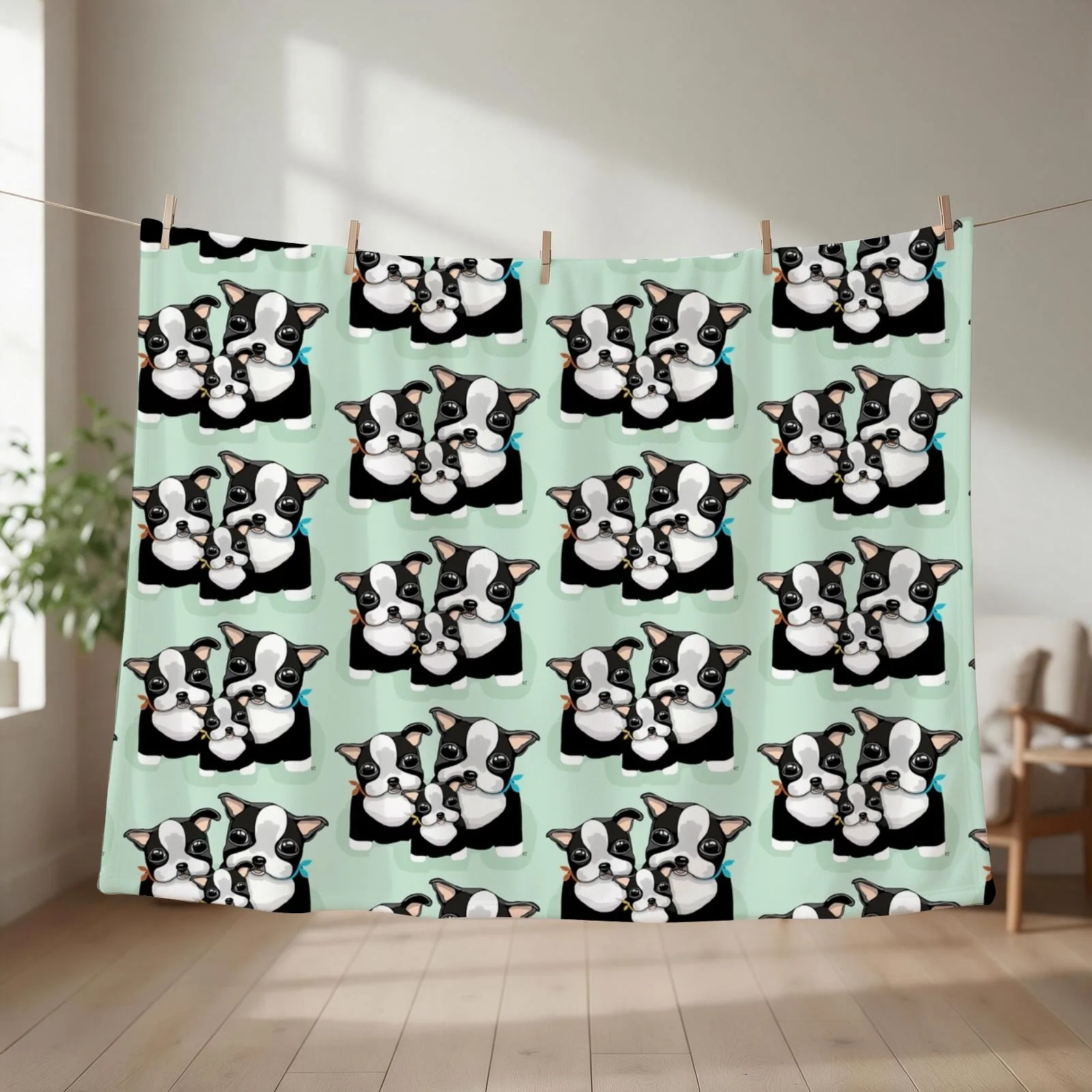Boston Terriers Throw Blanket couch cozy soft plush fuzzy picnic outdoor blanket