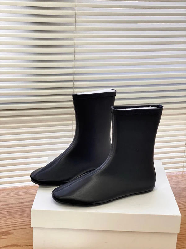 

Withered Autumn And Winter Elastic Sheepskin Short Boots Women Vintage Round Toe Minimalist Women's Flat Boots Shoes Ladies