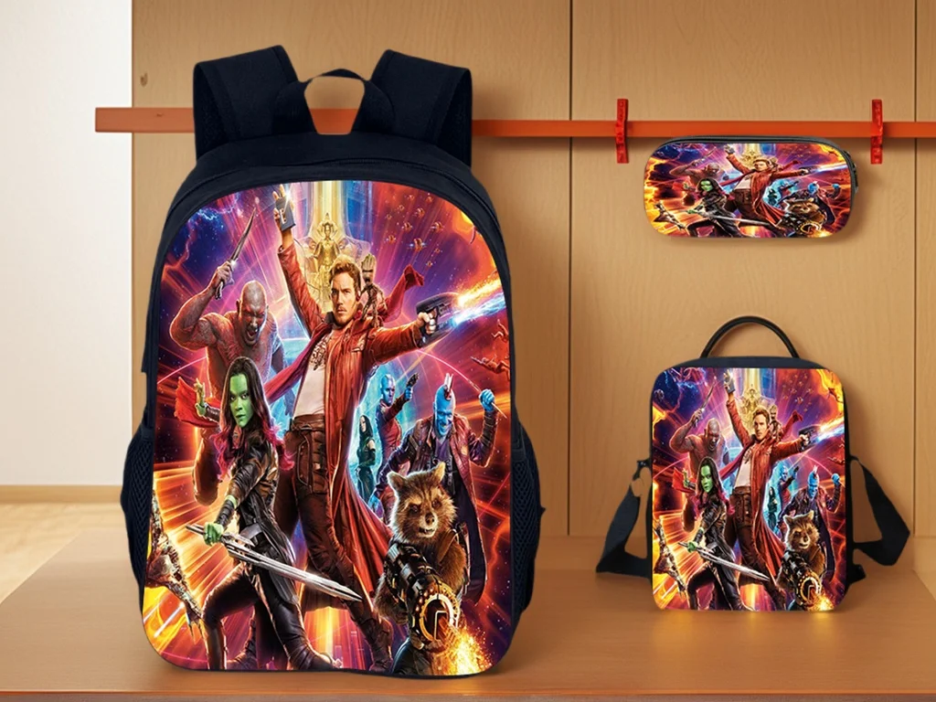 

Rocket Raccoon 3 in 1 School Backpack Set Casual Cartoon Daypack,Miniso Lightweight Bookbag+Shoulder Bag+Pencil Case