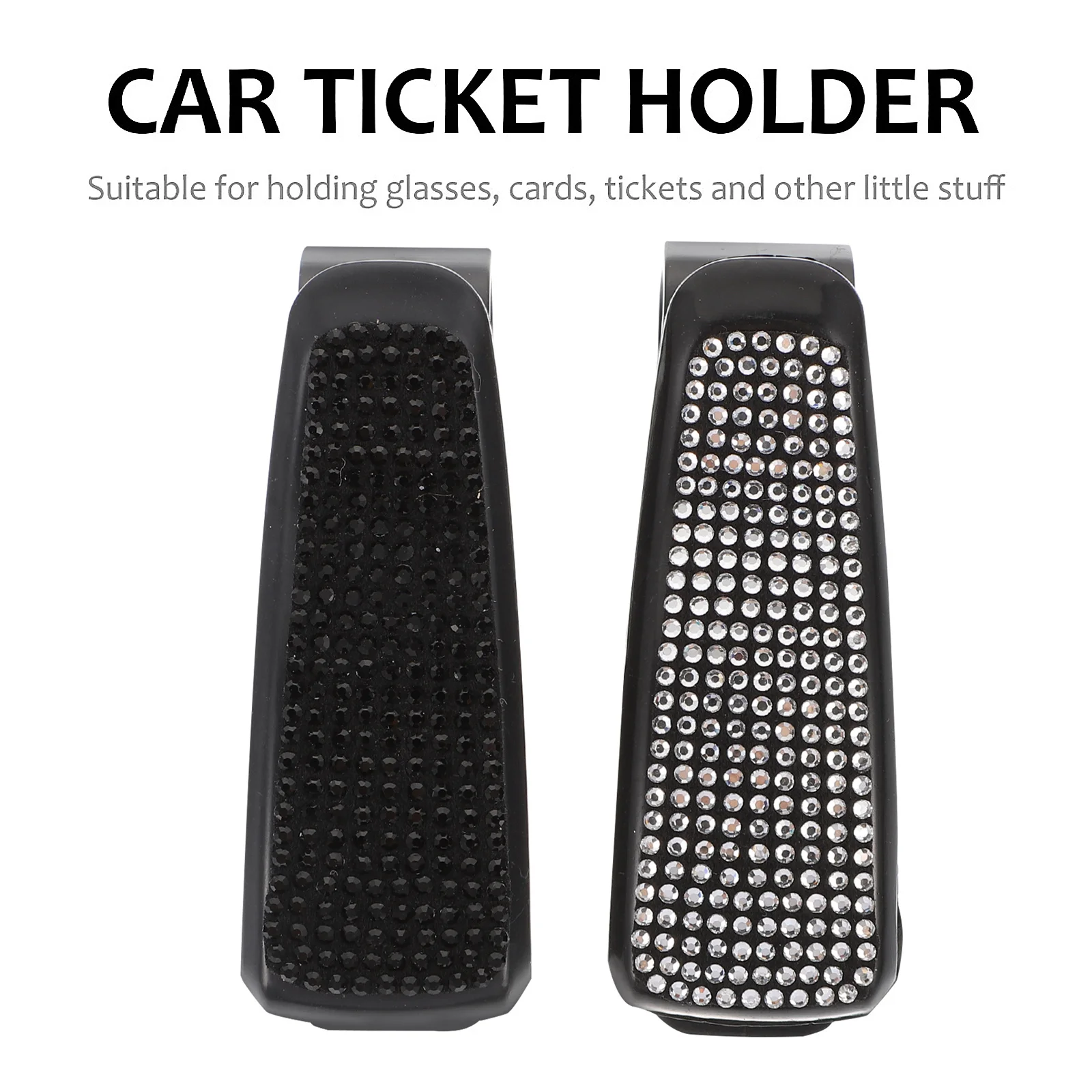 

2pcs Car Glasses Holder Diamond Design Sun Visor Clip Storage For Sunglasses Eyewear Organizer Case Auto Container Box