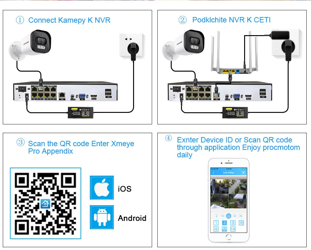 Hfws-監視カメラキット,cctvバージョン4k 8mp 8ch h.265 nvr,屋外ビデオ監視,IPカメラセット