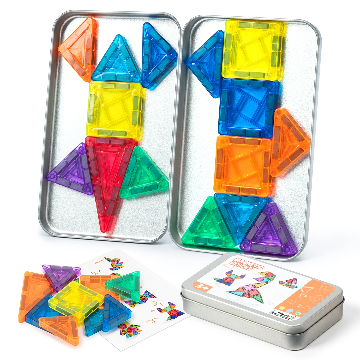 42P/60P Mini Magnetic Tiles Building Blocks Kits With Iron Box Travel Size Construction Set Outdoor Travel Gifts For Party Favor