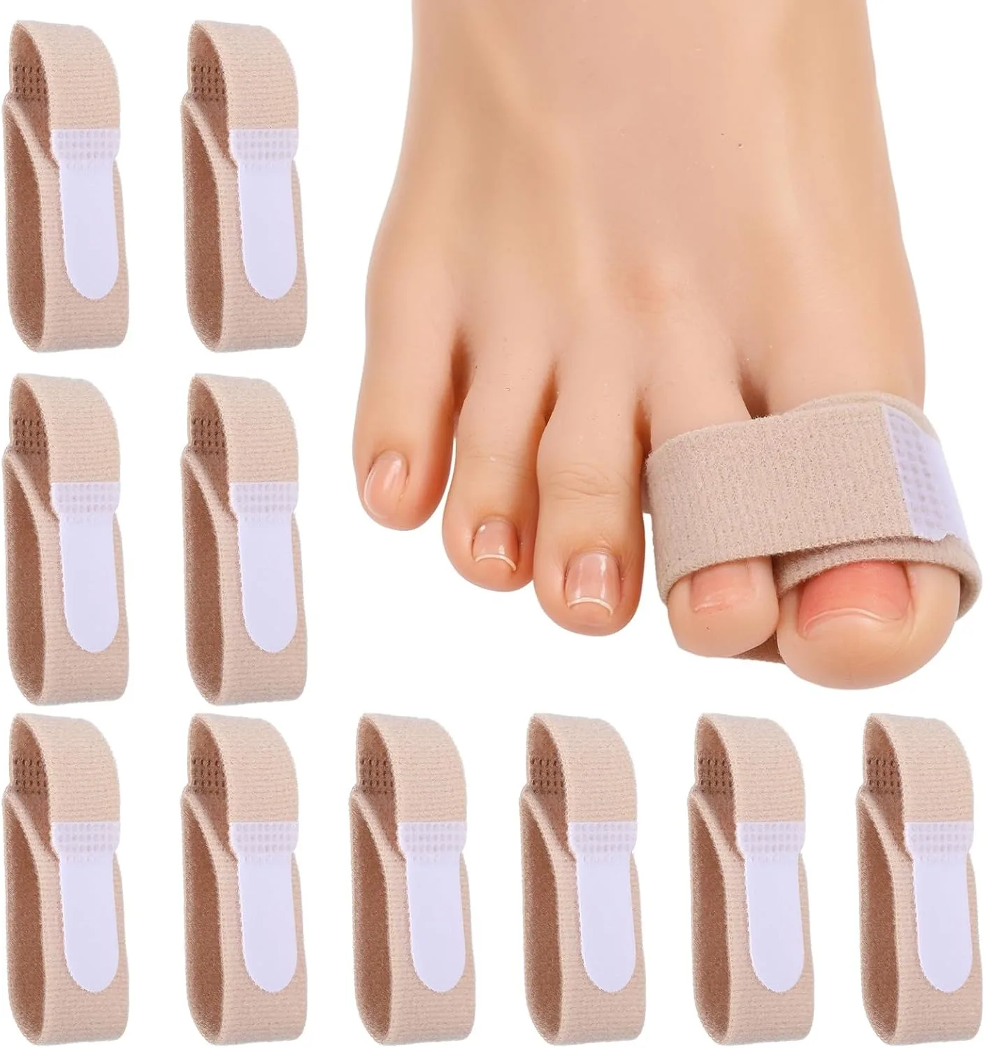 10 Pcs Hammer Toe Straightener Reusable Broken Buddy Wraps Toe Corrector Hammertoe Bandages Support Protection Splints Cushioned