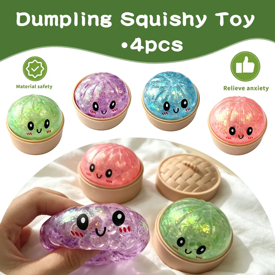 Mini Squishy Dumpling Sensorisches Fidget-Spielzeug Realistischer Farbiger Glitzer-Dampfbrötchen Entspannungsball Kleiner Quetschbarer Stressabbau-Ball