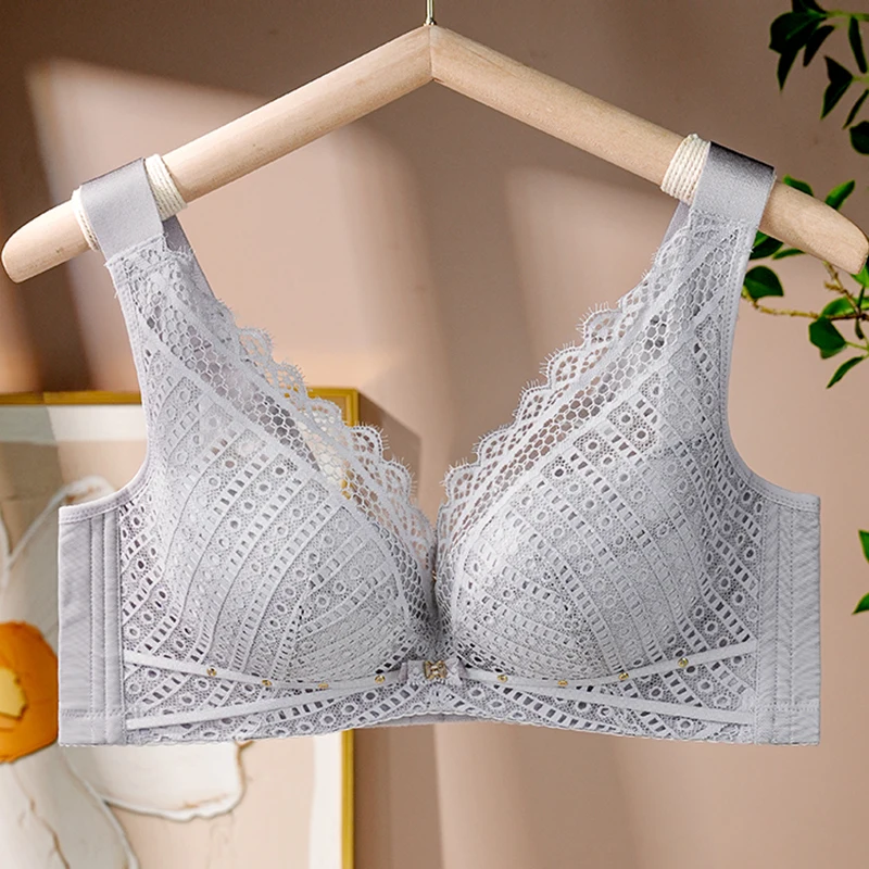 

Women Lingerie White Lace Bras Hollow Out Ultrathin Push Up Bra Transparent Brassiere Sexy Underwear Plus Size Autumn 6020