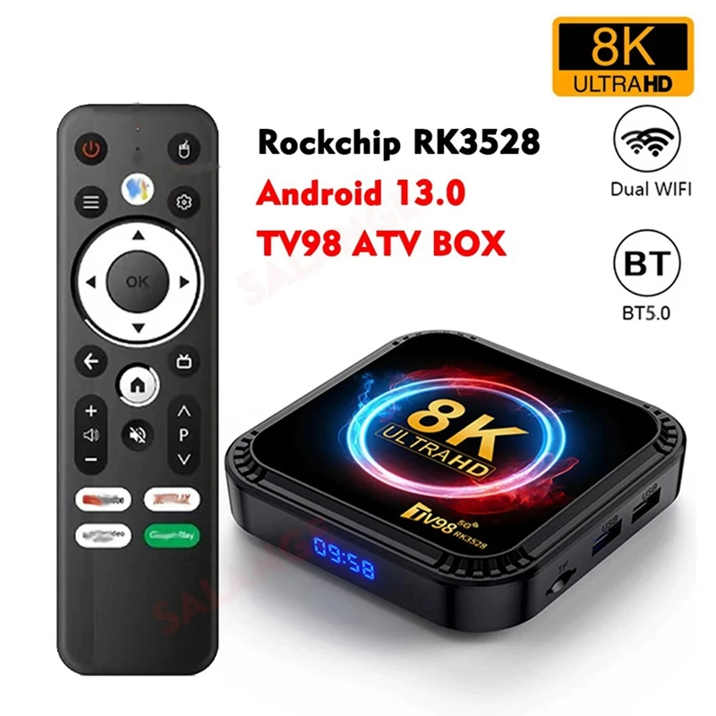 TV98 RK3528 Smart TV Box Android 13 8K HD 2.4G i 5G Wifi Odtwarzacz multimedialny Mini dekoder