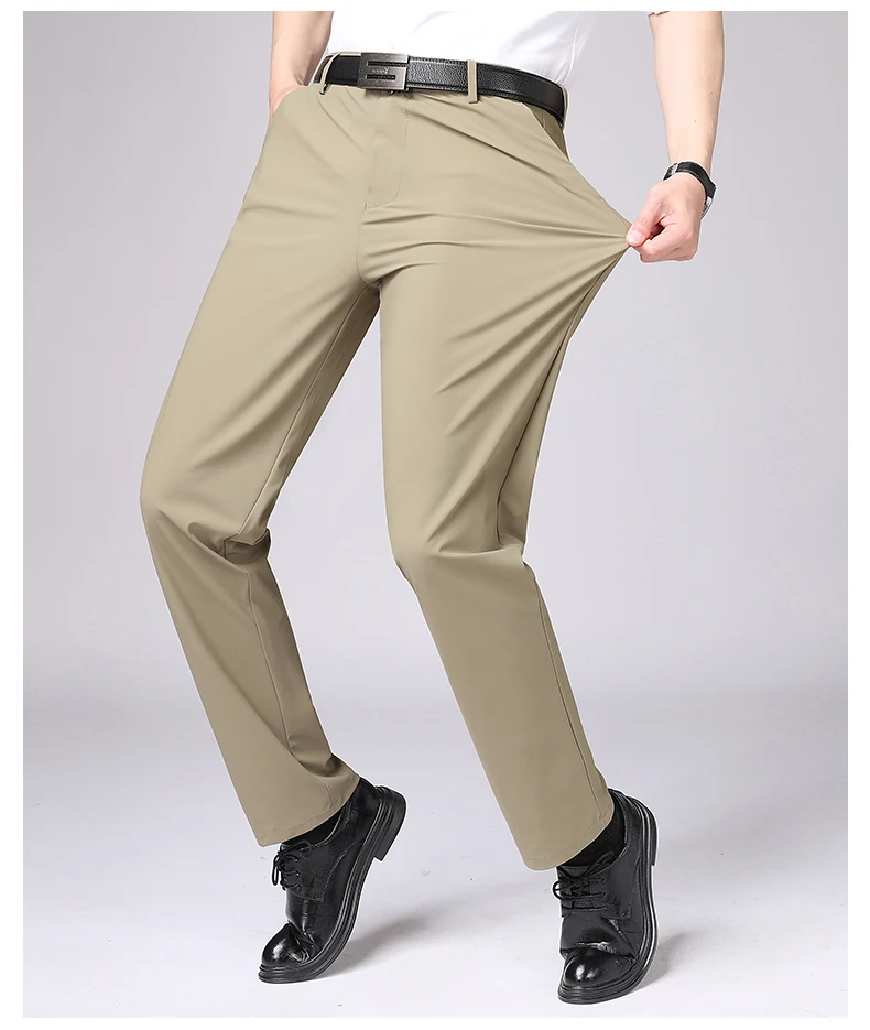 Sommer Herren Elastische Gerade Hosen Frühling Herbst Business Casual Lange Anzughosen Herren Formelle Hosen Einfarbige Anzughosen – Detail 4