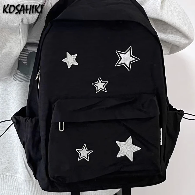 Korean Women Fashion Simple Star Laptop Bags All Match Y2k Trendy Casual Schoolbags High-capacity Vintage Backpacks for Students