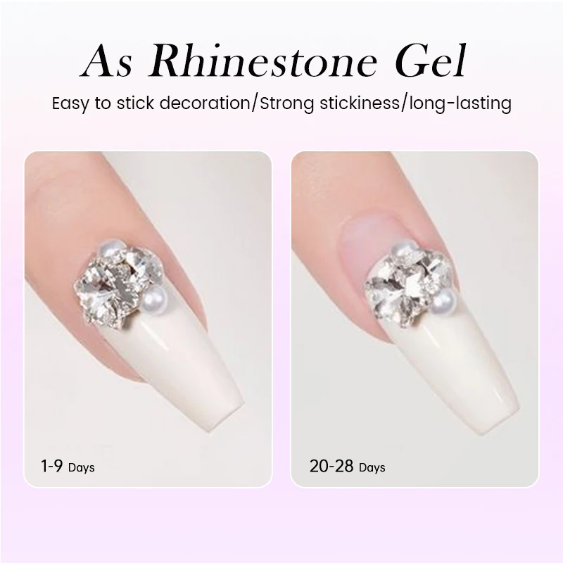 UR SUGAR 15mL Nail Tips Gel for Rhinestones False Nails Super Adhesive Nail Gems Glue for Manicure Base Construction Gel Polish