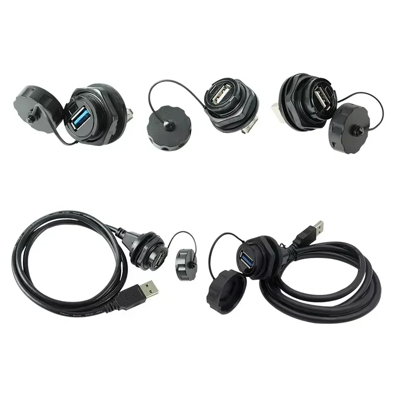 IP67 USB 2.0/3.0 Aviation Plug Socket Industrial Grade USB3.0 Cable Connector Data Signal Connector Waterproof Extension Line