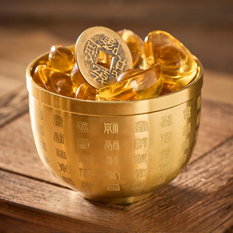Gold Feng Shui Hundert Segen Schüssel Feine Verarbeitung Sinnvolle Geschenke Kupfer Materialien Exquisite Mini 4,5 CM/6 CM