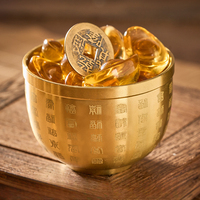 Gold Feng Shui Hundred Blessings Bowl Fine Workmanship Meaningful Gifts Copper Materials Exquisite Mini 4.5CM/6CM