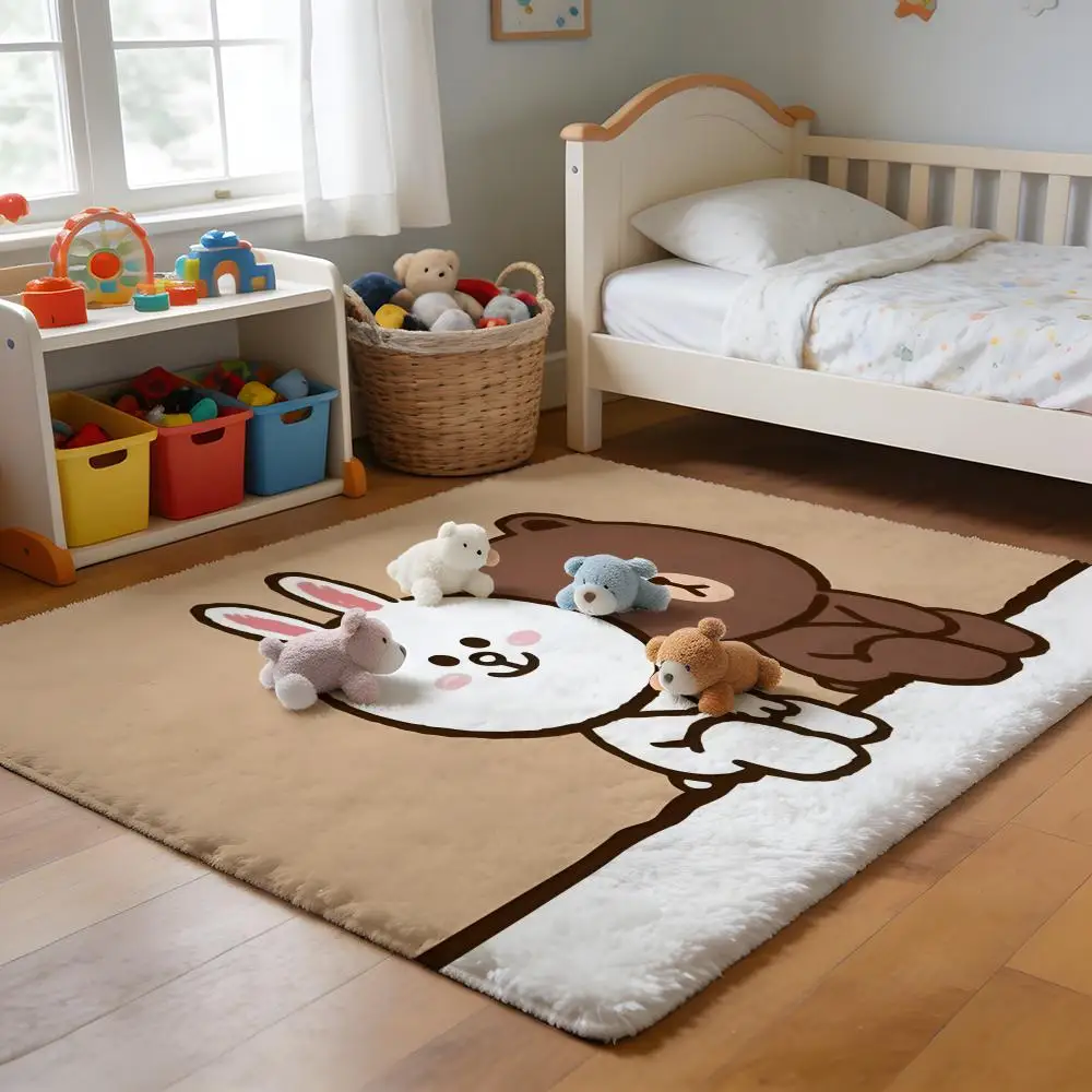 

Floor Mat Soft Flannel Rug Non-Slip Absorbent Mat for Bathroom Bedroom Home Decor Anime L-LINE F-FRIENDS