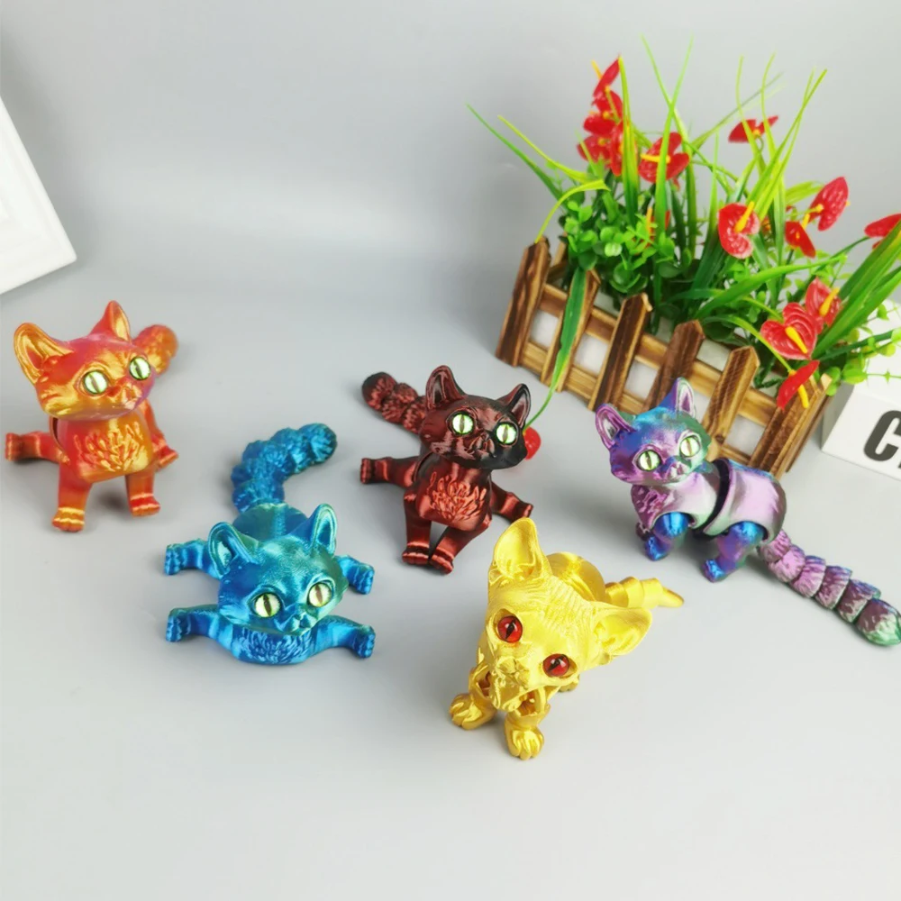 Juguetes impresos en 3D para niños, modelo de gato, figuras móviles de Múltiples articulaciones, adorno de animales, creatividad decorativa, escritorio, regalos novedosos, juguete de bolsillo