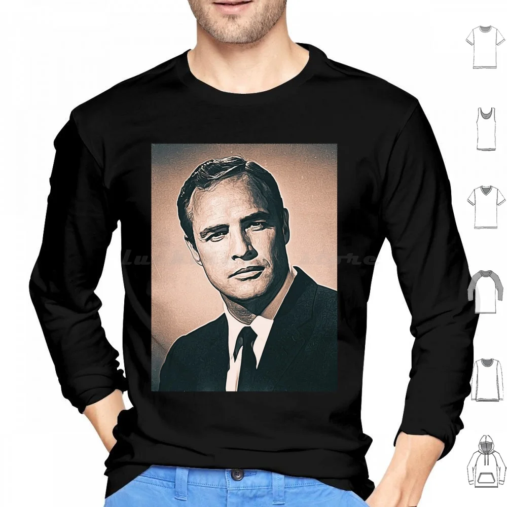 Marlon Brando Art-Vintage Paint-D87 Hoodies Long Sleeve Marlon Brando Art Marlon Brando Portrait Marlon Brando Painting