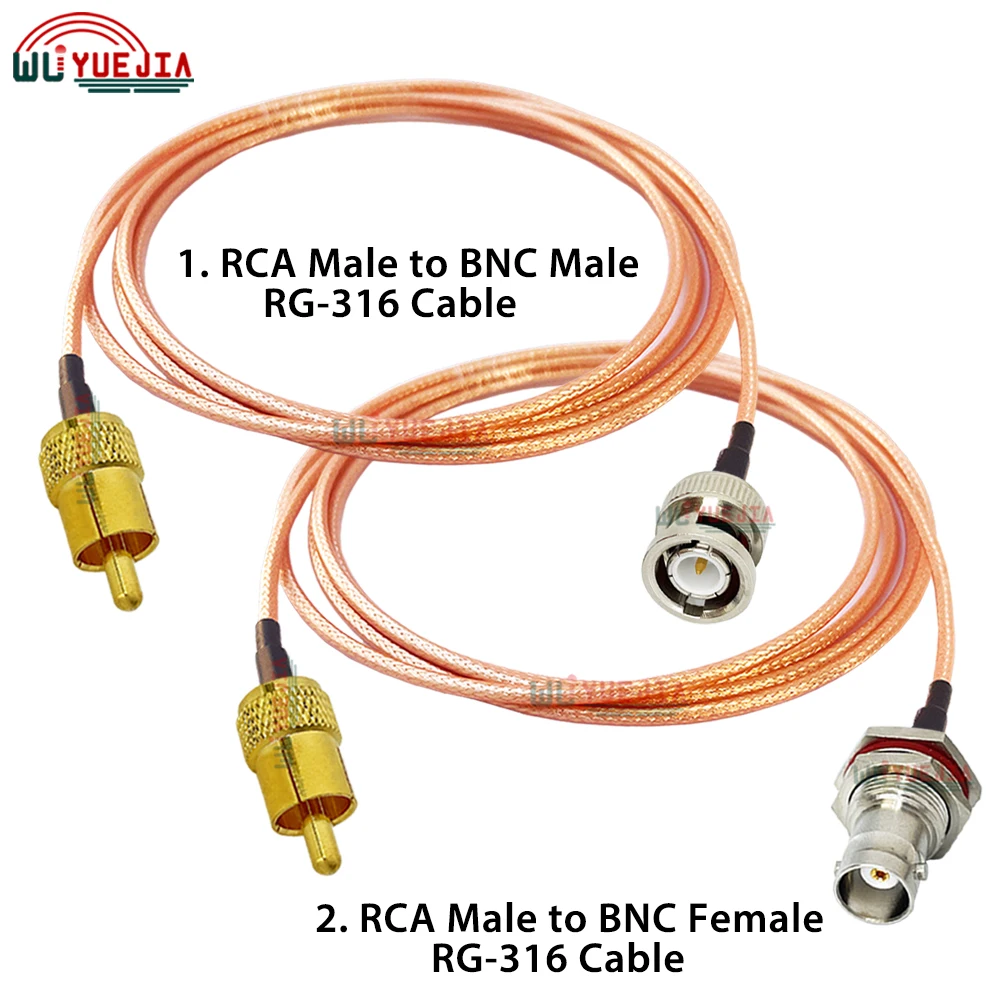 

Q9 BNC to RCA Male RG-316 RF Cable Bulkhead BNC Female or BNC Male Quick Plug to RCA Male Plug Converter Connector RF Coax Cable