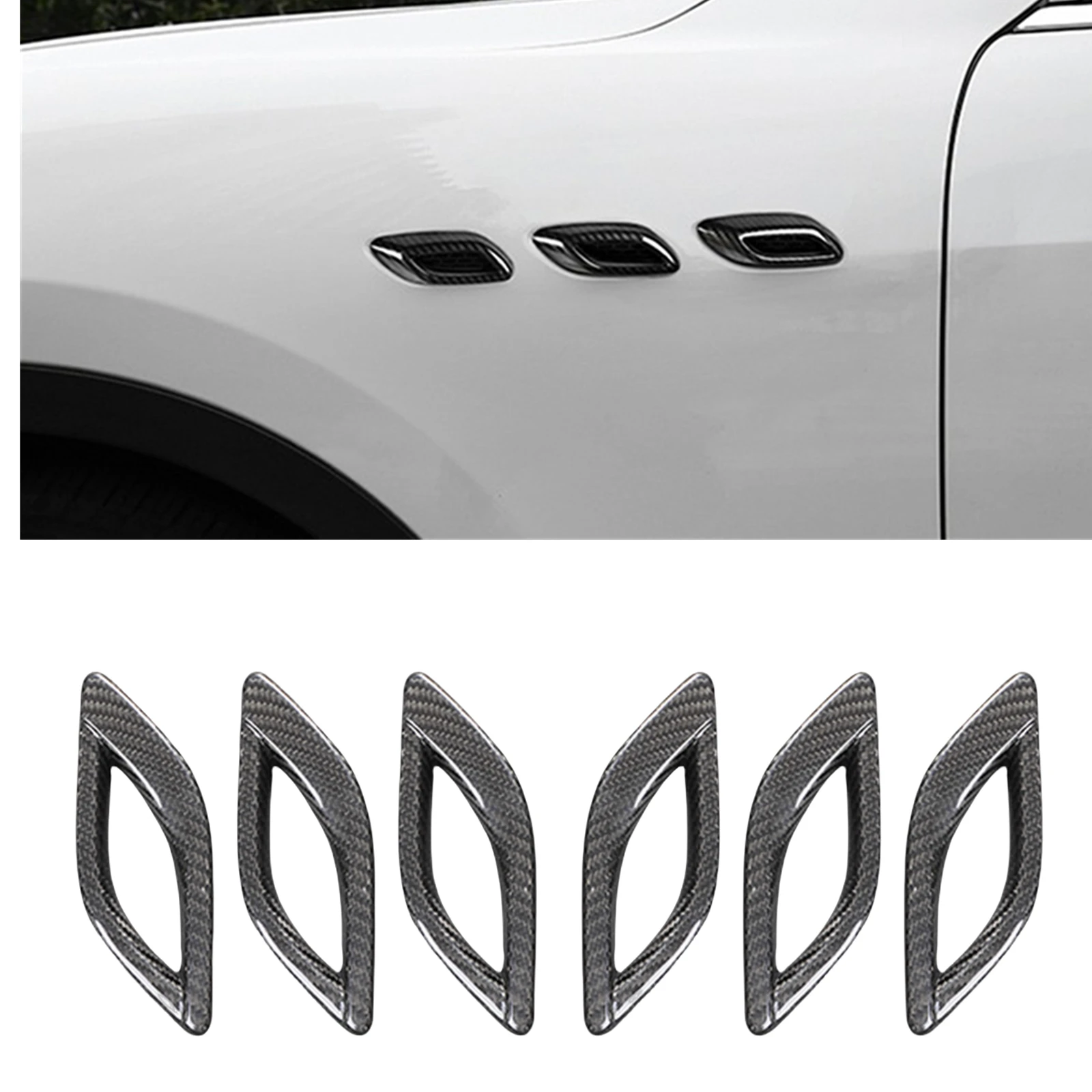 

Pop 6PCS Real Carbon Fiber Exterior Side Fender Air Vent Outlet Cover Trim Frame For Maserati Quattroporte 2013-2021 Sedan 4-Doo