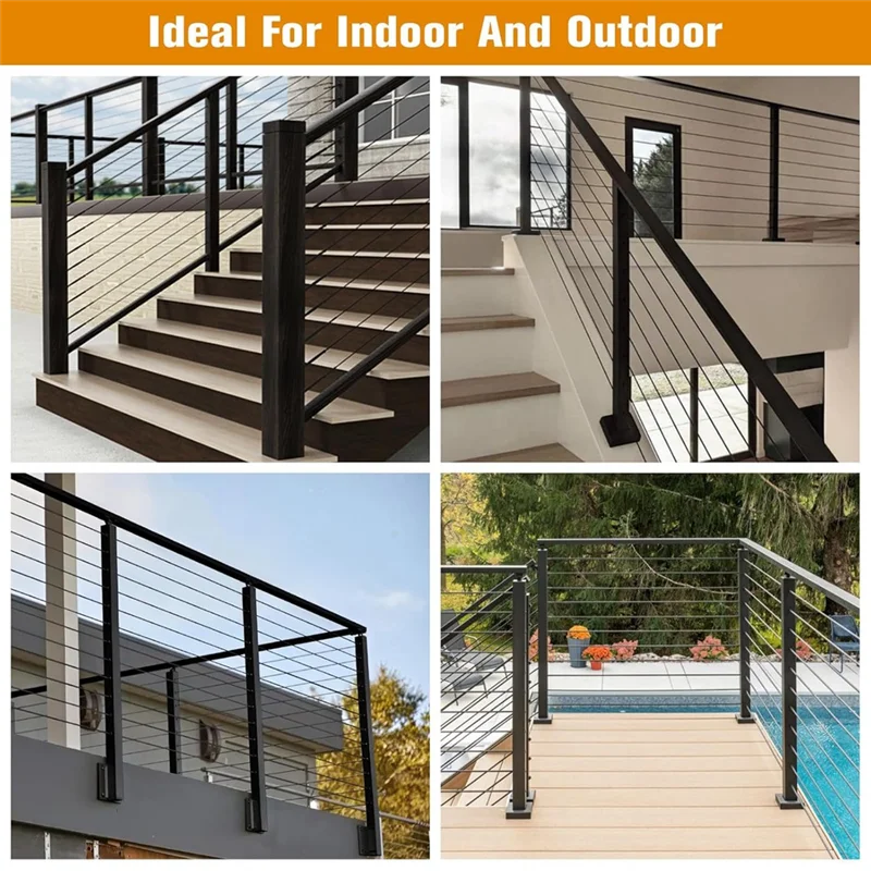 M11K-T316 Stainless Steel Cable Railing Kit-Black 40-Pack 1/8" Swage Stud Ends Invisible Receiver For 2" X 2" Wood/Metal Posts