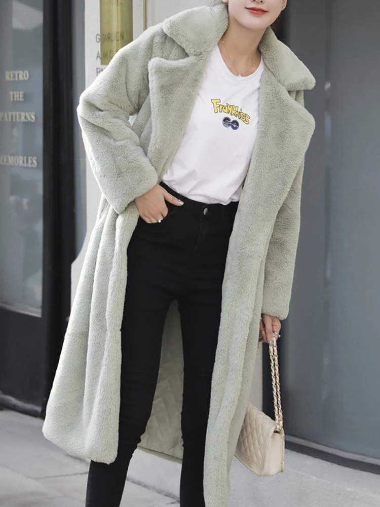 Winter Plush Coat Women Warm Thick Fluffy Overcoat Female Elegant Fashion Faux Fur Coats Lady Casual Loose Long Teddy Outerwear