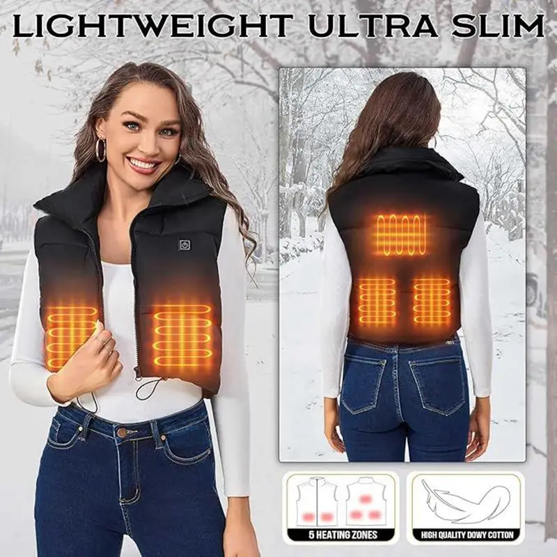 Damen-Heizweste für Herbst und Winter, Baumwollweste, USB-Infrarot-Elektroheizanzug, flexible, warme Thermoweste für Damen – Detail 4