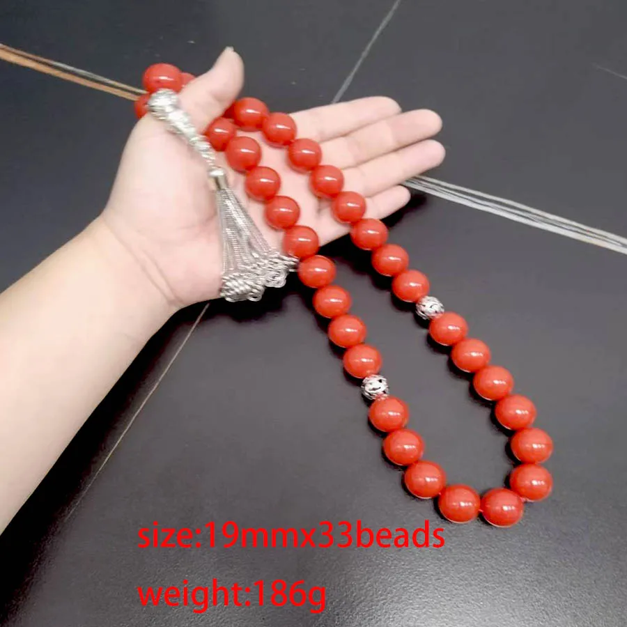 Big Size Tasbih Red resin 33 prayer beads Eid gifts islamic misbaha turkish accessories 2026 new style