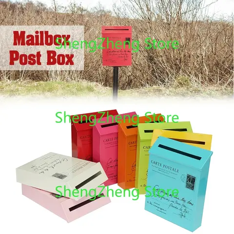 Retro Metal Post Mail Box Home Balcony Garden Letter Storage Mailbox Wall Mounted