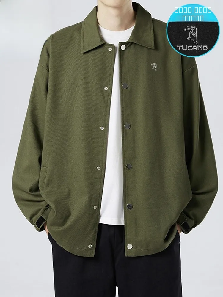 

TUCANO Men's Casual Jaet Loose Fit Collared Workwear Spring Autumn New Sle Versatile Cotton Long Sve Casual Top