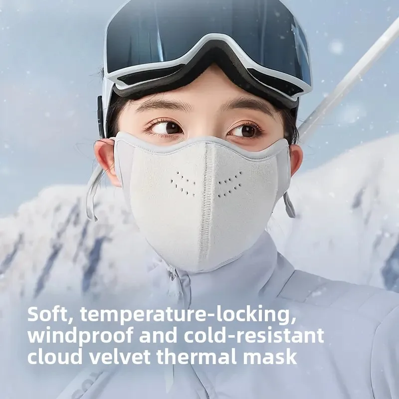 

3D Stereo Winter Warm Mask Unisex High-Aesthetic Windproof Cold-Resistant Polyester Fiber for Outdoor Activities