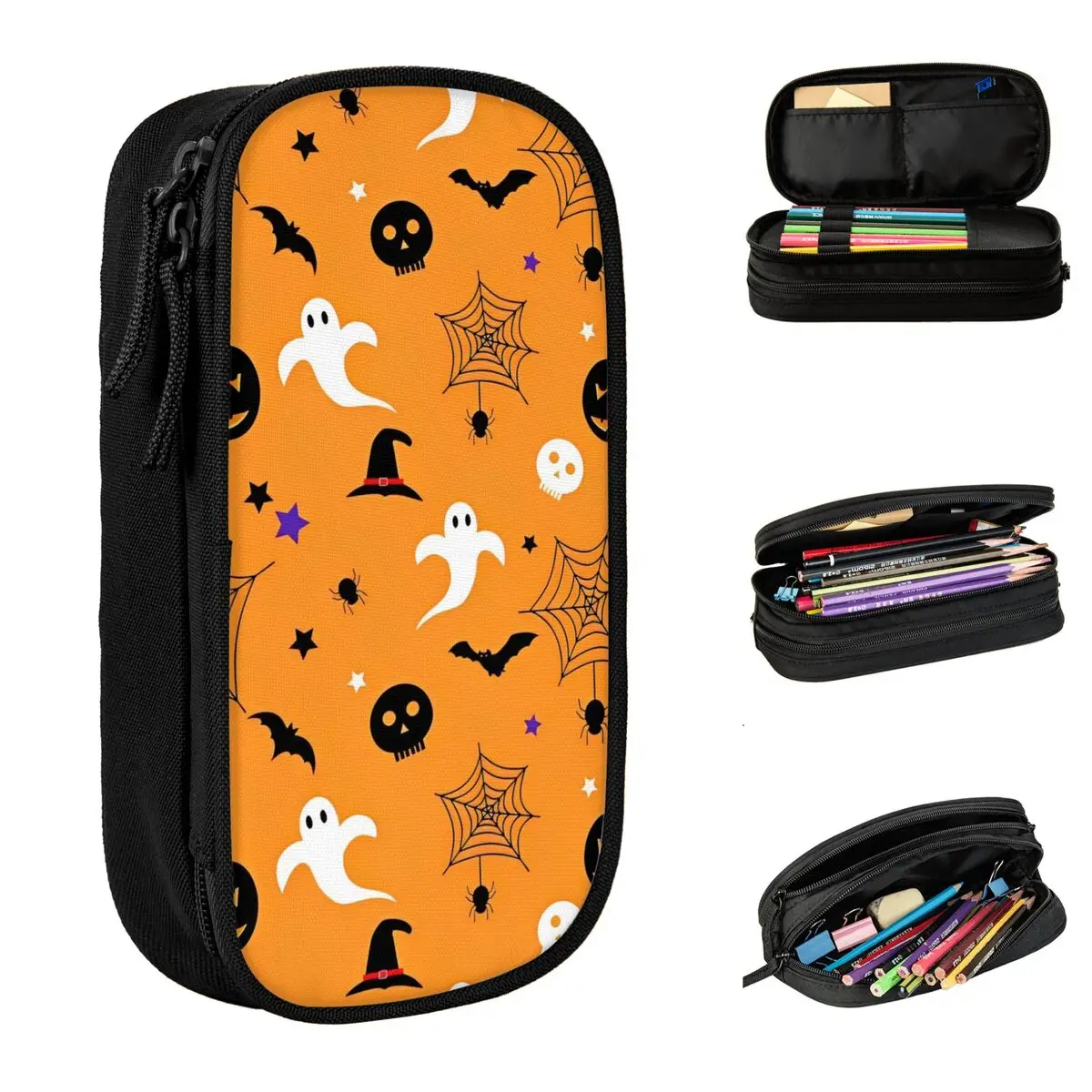 Halloween Pumpkins Ghosts Pencil Cases Kawaii Pencilcases Pen for Student Big Capacity Bags School Supplies Gifts Accessories