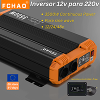 FCHAO 7000W Pure Sine Wave Power Inverter, DC 12V/24V/48V to AC V/230V 50Hz, Continuous Power 3500W, equitable for Home and RV