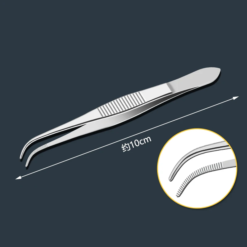 Medical ophthalmic tweezers eye surgical tweezers elbow straight molluscum tweezers 10cm hook