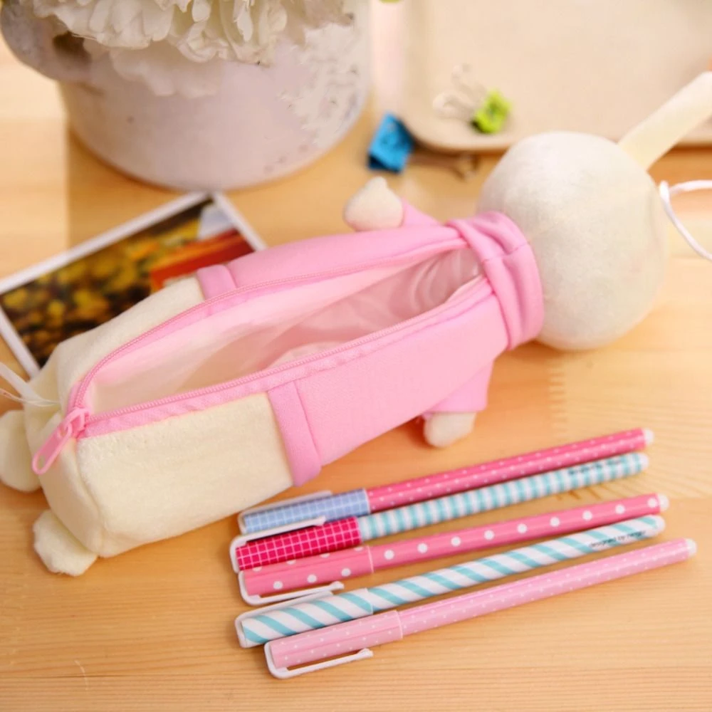 

Durable Simple Rabbit Pencil Bag Cartoon Creative Student Pencil Case Large Capacity Kawaii Stationery Storage Box Girls