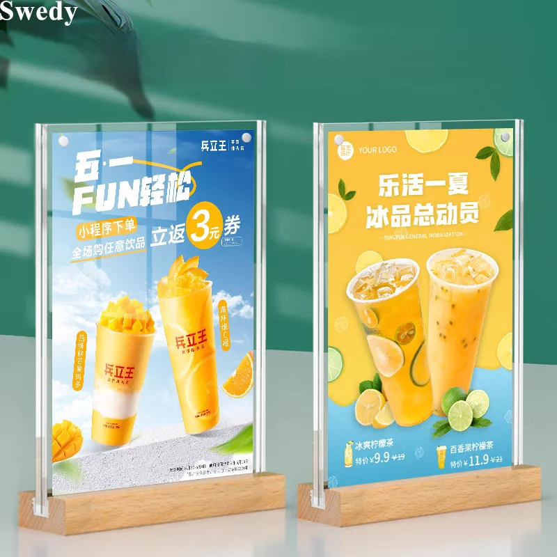 A4 210x297mm Tabletop Acrylic Sign Holder Display Stand 8.5x11 Inches Wedding Restaurant Menu Paper Price Label Ad Poster Frame