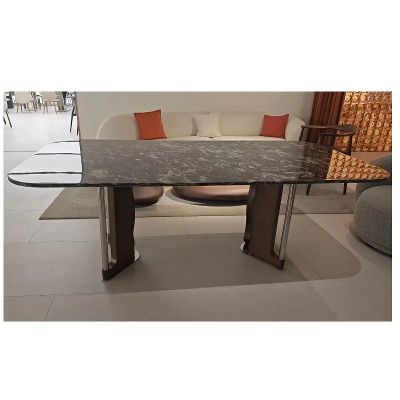 طاولة طعام رخامية فاخرة بتصميم حديث، شقة فيلا منزلية، أثاث داخلي جديد #2