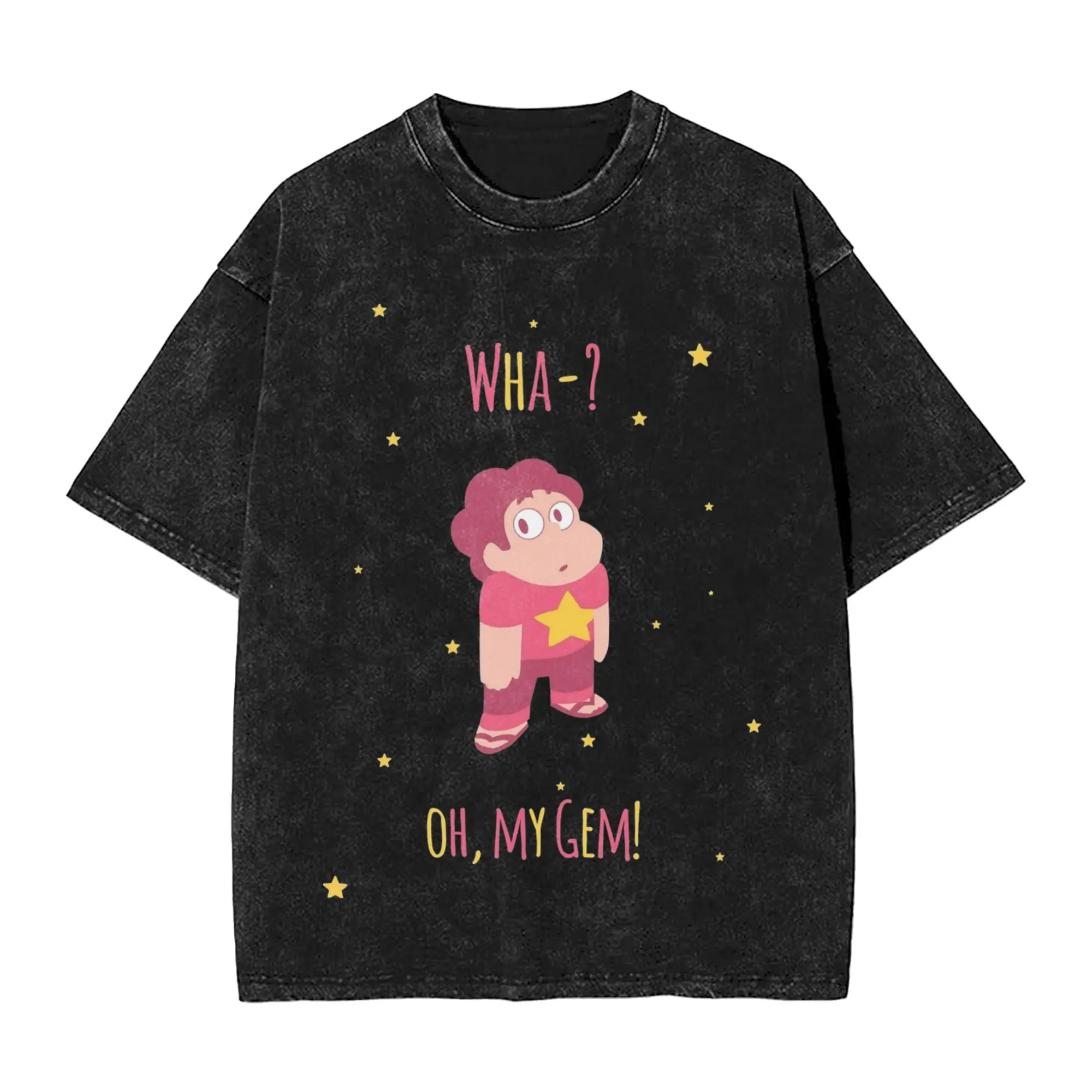 Washed T Shirts Stevens Universes Oh My Gem Hip Hop Casual T-Shirt Harajuku Streetwear 100% Cotton Summer Tops Tee Shirt for Men