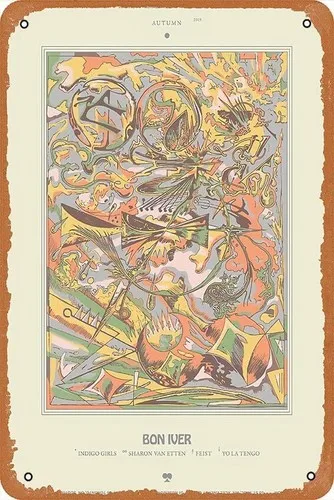 Bon Iver Concert Poster Retro Metal Tin Sign Cave Vintage Wall Decor
