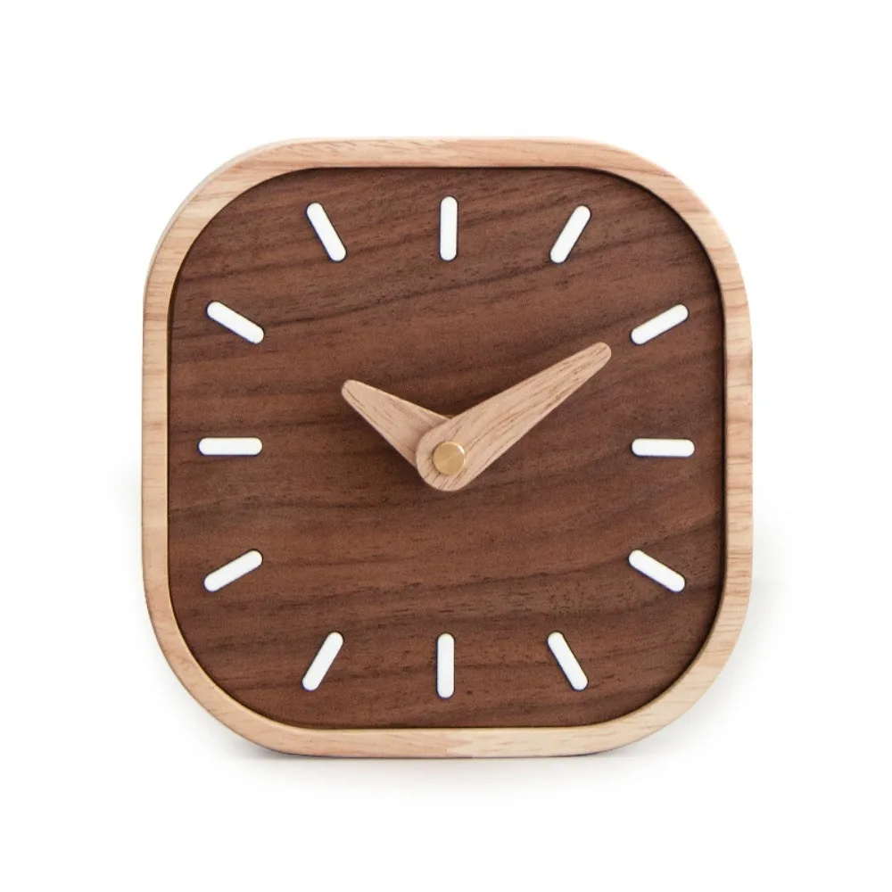Unique Retro Tabletop Clock Wooden Exquisite Bedside Table Clock Decorative Silent Clocks Study Room