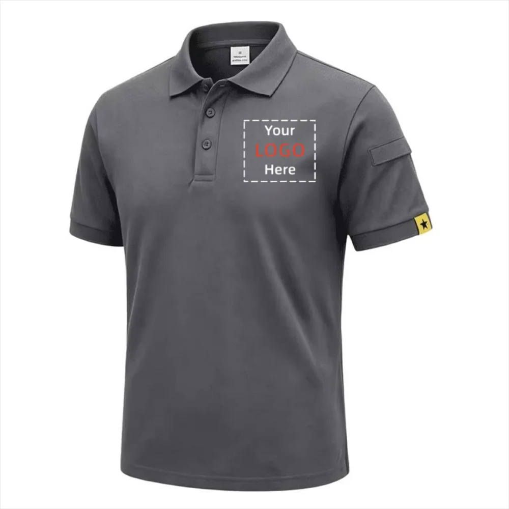 Custom Logo Men's Short Sleeve Polo Shirt DIY Your Like Photo or Logo Men Clothing Personalized Print Team Uniform